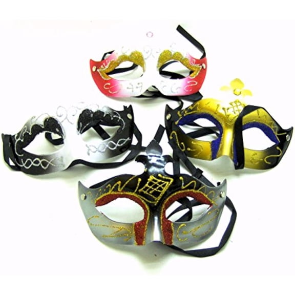 Fun Express One Plastic Mardi Gras Masks with Jewel - Color Will Vary