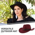 thumbnail image 3 of BESTYASH Sombrero Vaquero De Fieltro Para Mujer En Oscuro Con Estilo Occidental Y Protección Solar, 3 of 8