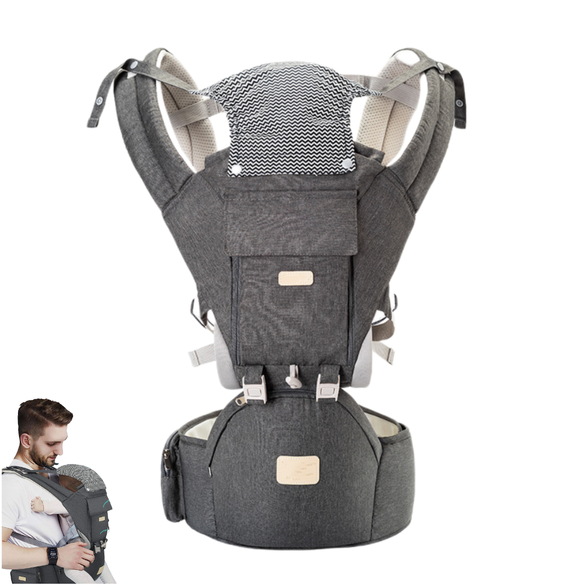 Babyfond 6 in 1 Baby Carrier with Waist Stool, Newborn Front and Back