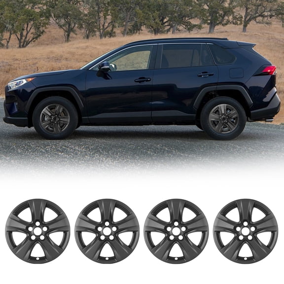 (Set of 4)17" Hubcaps Alloy Wheel Wheel Skins Fit for 2019-2026 Toyota Rav4 XLE Model/Rav4 Hybrid XLE & LE model,Black Matte