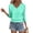 #05Cyan, variant on Ladies Plain Eyelet Knit Three Quarter Sleeve Shirts V Neck Elastic Waist Casual Summer Tops