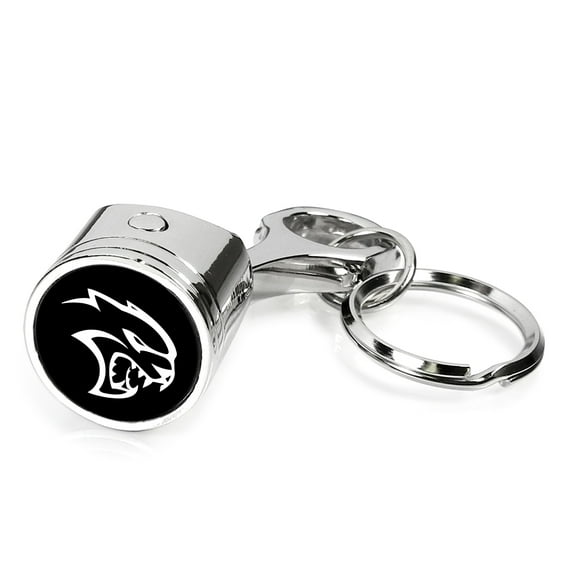 iPick Image for Dodge Hellcat Logo Chrome Finish Engine Piston and Rod Metal Key Chain Keychain, Official Licensed