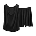 thumbnail image 3 of QATAINLAV Lounge Sets for Women Soft Modal Sleeveless Tank Tops and Shorts Sleepwear 2 Piece Outfits Lightweight Pajamas Matching Set, Black, L, 3 of 8