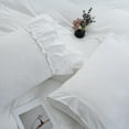 thumbnail image 5 of Move Over White Ruffle Duvet Cover Set Queen Size 2 Layer Ruffled Pattern Soft Microfiber White Ruffle Bedding Set, 5 of 8
