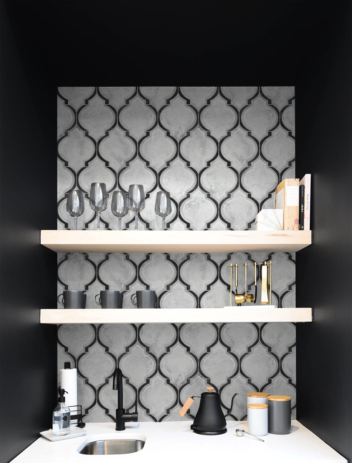 NextWall Marbled Ogee Peel and Stick Wallpaper