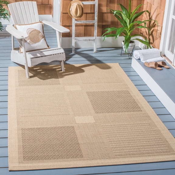 Safavieh Courtyard Eileen Geometric Indoor/Outdoor Area Rug, Natural/Brown, 4' x 5'7"