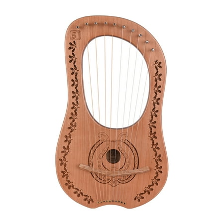 Walter.t 10-String Wooden Lyre Harp Metal Strings Maple Wood Topboard Mahogany Backboard String Instrument with Carry Bag