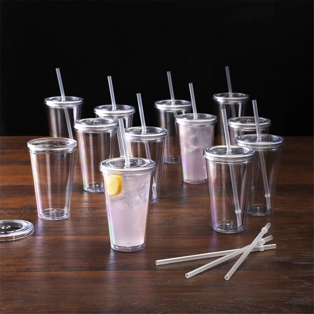 Clear Tumblers Plastic Cups Double Wall Insulated Tumblers - Temu