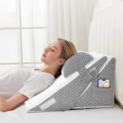 Wedge Pillow for Sleep Apnea, Adjustable Bed Headboard Support Cushion, Orthopedic Memory Foam Wedge Pillow for Acid Reflux, Back Pain, Neck Relief,Elevated Sleeping Pillow with Neck Support