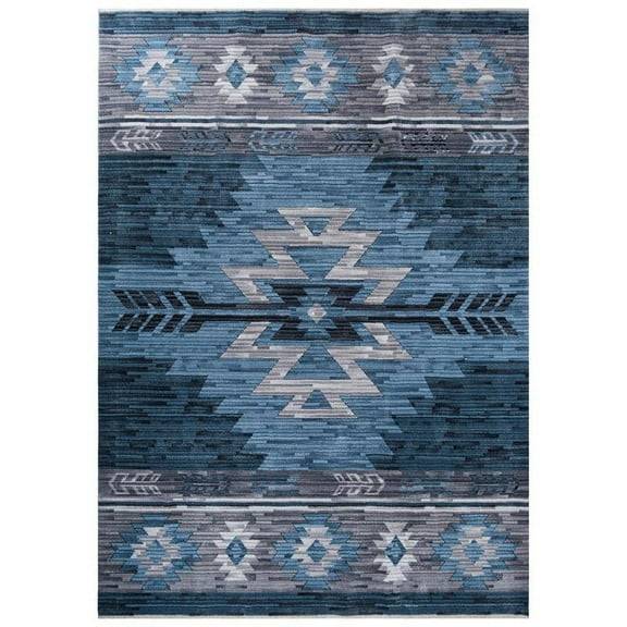 Allstar Living Room Area Rug with Spirit Ward design in Blue