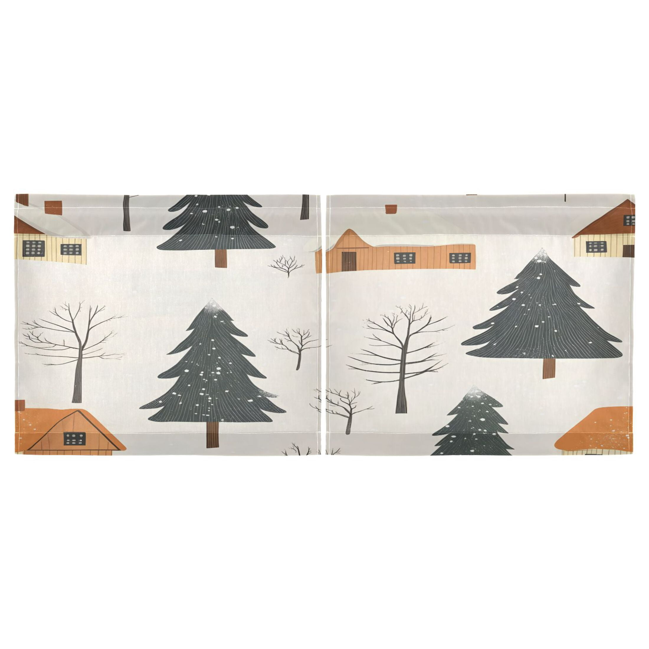 Winter Landscape 27"x36" Linen Look Cafe Curtain Set with Privacy and UV Protection