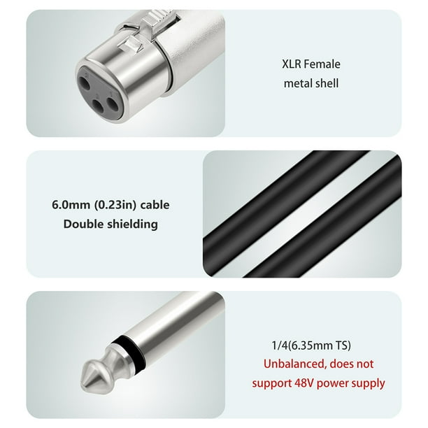 Cable de micrófono desequilibrado Jack 635 mm TS 1/4 a cable de micrófono XLR