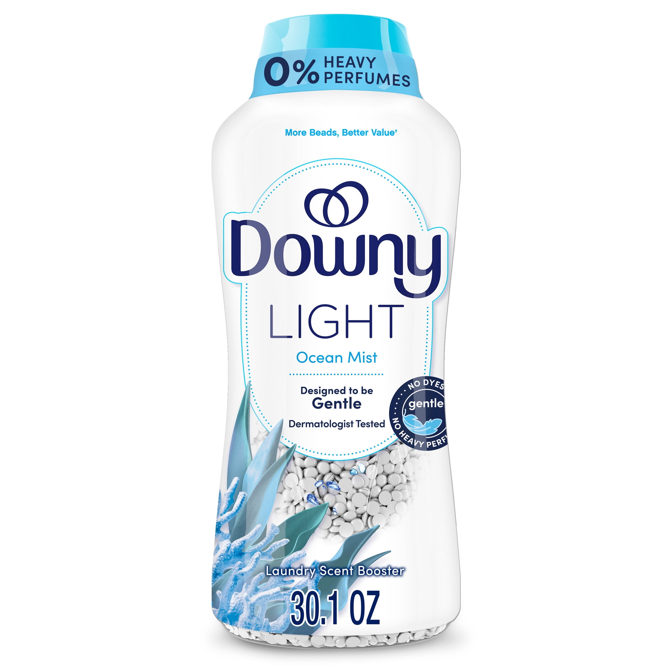(4 pack) Downy Laundry Scent Beads, Light In-Wash Scent Booster, No Heavy Perfumes, Ocean Mist Scent, 30.1 oz