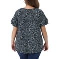 thumbnail image 4 of DARING DIVA Women's Plus V Neck Ruffle Sleeve Floral Casual Blouses 1X Black, 4 of 6