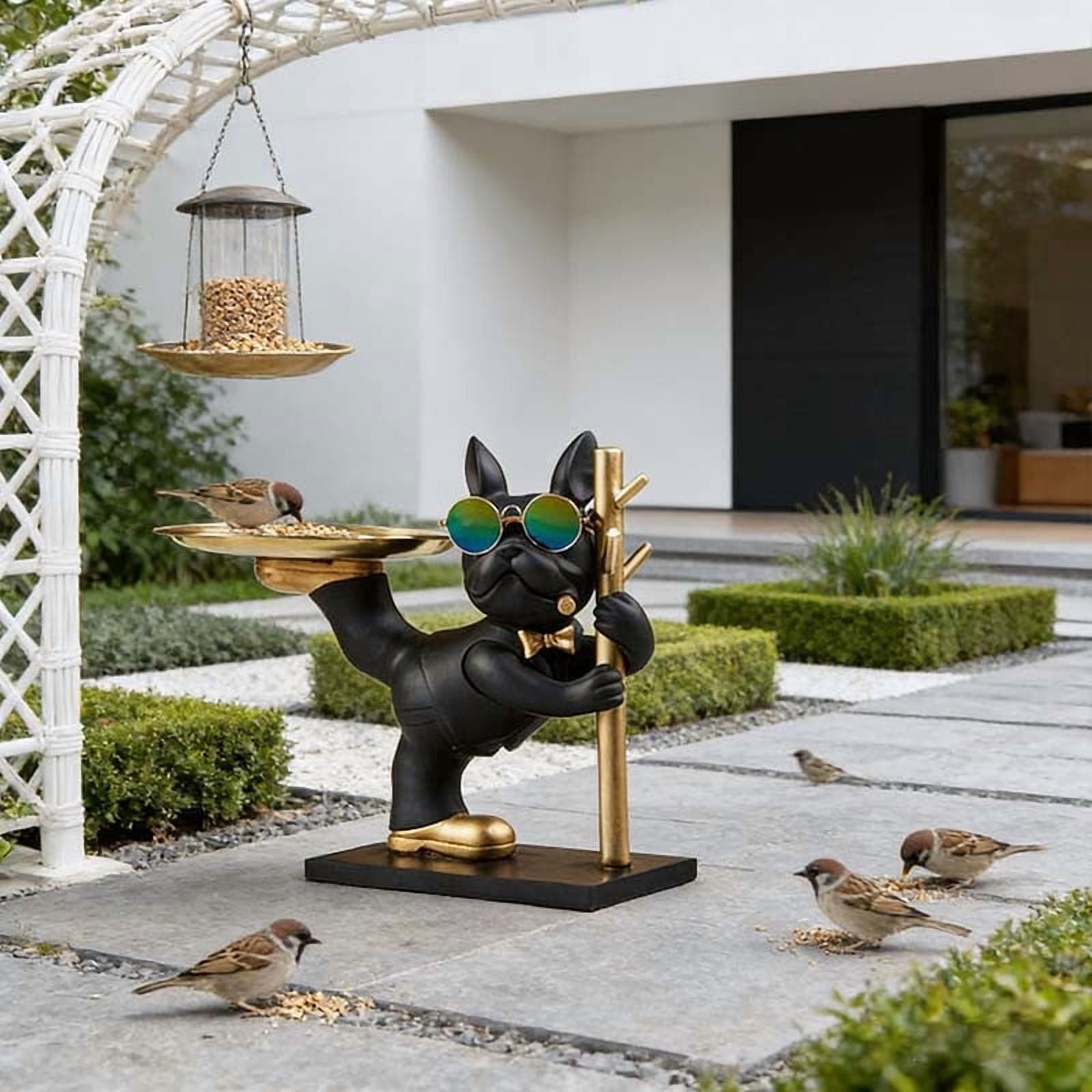FEOLGEHLY Hanging Resin Bird Feeders for Outdoors, Faux Small Dog-shaped Bird Bath, Home Garden Decor, Sturdy and Durable Hummingbird Feeders for Outdoors, for Halloween Birthdays Mother'S Day(Black)