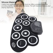 NFTIGB Electronic Roll Up Drum Pad Set Rechargeable Built In Speaker Silicone Electric Practice Drum with Double Pedal (17.72 inches / 45 cm)