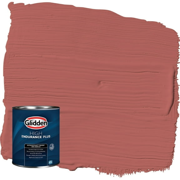 Glidden HEP Sienna Red / Red Satin Exterior Paint with Primer, 1 Quart