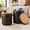 Coffee-14.8"D x 14.8"W x 17.3"H, variant on Coffee 14.8"D x 14.8"W x 17.3"H 2-in-1 Nesting Storage Ottoman Set