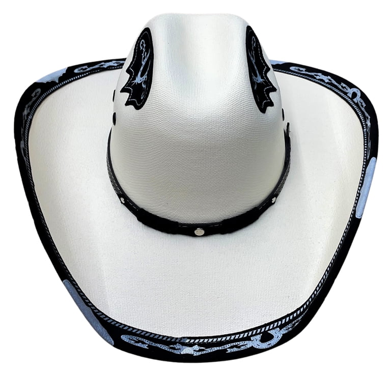 Authentic Mexican Vaquero Cowboy Hat Cream Color with Black 
