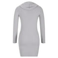 thumbnail image 5 of Women’s Long Sleeves Hooded Sweatshirt Tunic Hoodie Dress with Drawstring Slim Fit Solid Color Long Pullover Dress, 5 of 6