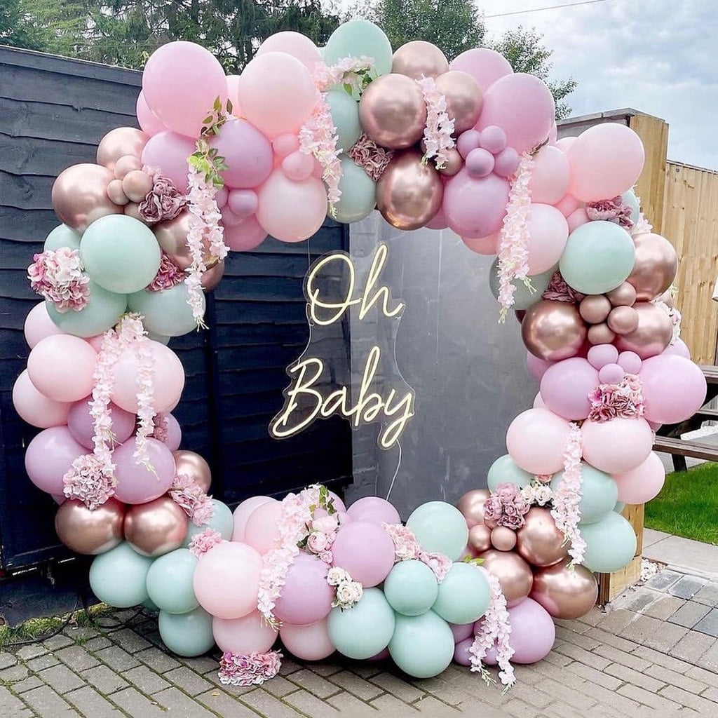 Beyondtrade 182pcs Cyan Purple Pink Rose Gold Balloon Garland Arch Kit for Decoration of Wedding Bridal Shower Birthday Party Supplies