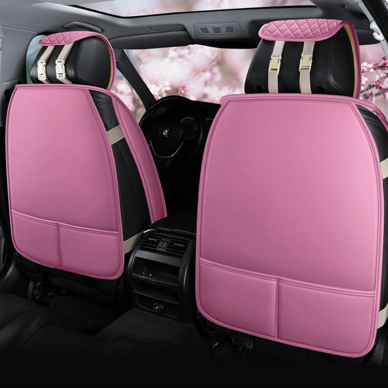 Pink Leather Car Seat Covers For Girls Women Universal Full Sets