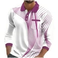 thumbnail image 2 of Stamzod Oversized Gym Shirts for Men Fashion Strip Printed Turndown Long Sleeve Shirts Casual Athletic Shirts for Men Hot Pink XL, 2 of 4