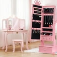 thumbnail image 2 of Historyli 46inch Kids Jewelry Armoire Cabinet With Full-Length Mirror,Freestanding Jewelry Organizer With Storage Drawers,Kids Vanity Dress Up Mirror Jewelry Cabinet for Girls Bithday,Pink, 2 of 8
