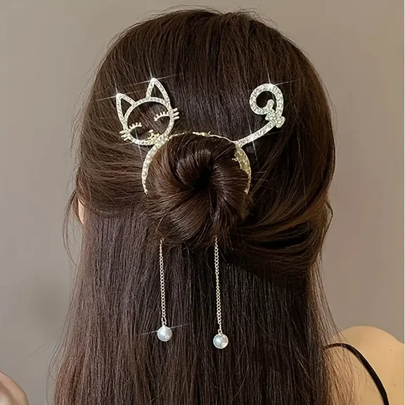 2PCS Elegant Alloy Hair Clip Cat,Cute Shape - Fashion Hairpin Accessory for Women and Girls Decoration