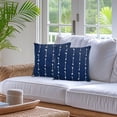 thumbnail image 5 of Elegant Dark Blue Cotton Pillow for Sofa from Parkland Collection (18” x 18”), 5 of 6