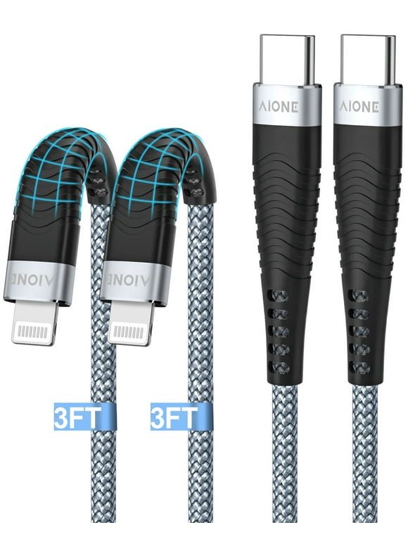 USB-C to Lightning Cable, iPhone Charger Cord 3ft 2Pack, [MFI Certified] PD Fast Charging Cable Braided for iPhone 14/13/12/11/iPad