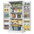 thumbnail image 2 of Casendy Pantry Cabinet with 2 Doors and 16 Shelves, Modern Kitchen Storage Cabinet with Adjustable Shelves, Kitchen Storage Cupboard for Dining Room, Living Room, White, 2 of 9