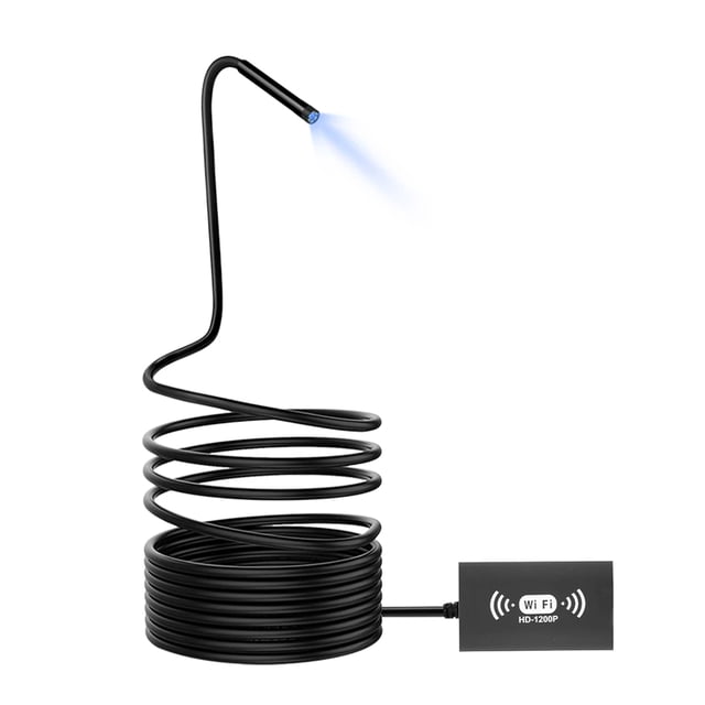 Endoscopio Irfora Cámara de endoscopio inalámbrico de 8 mm IP68 Impermeable WiFi Inspección 2.0MP HD 8 LED Cable semirrígido Boroscopio para iPhones iPads Dispositivos Android y PC Negro 3.5M Irfora Endoscopio