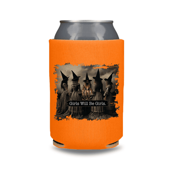 Funny Halloween Can Cooler, Girls Will Be Girls, Witch Coolies, Halloween Party Favors, Girlfriends Gifts, Drink Accessory