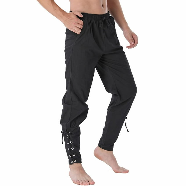 Pantalones BEDJIMI Medieval Viking Pirate Cosplay para hombre, color negro