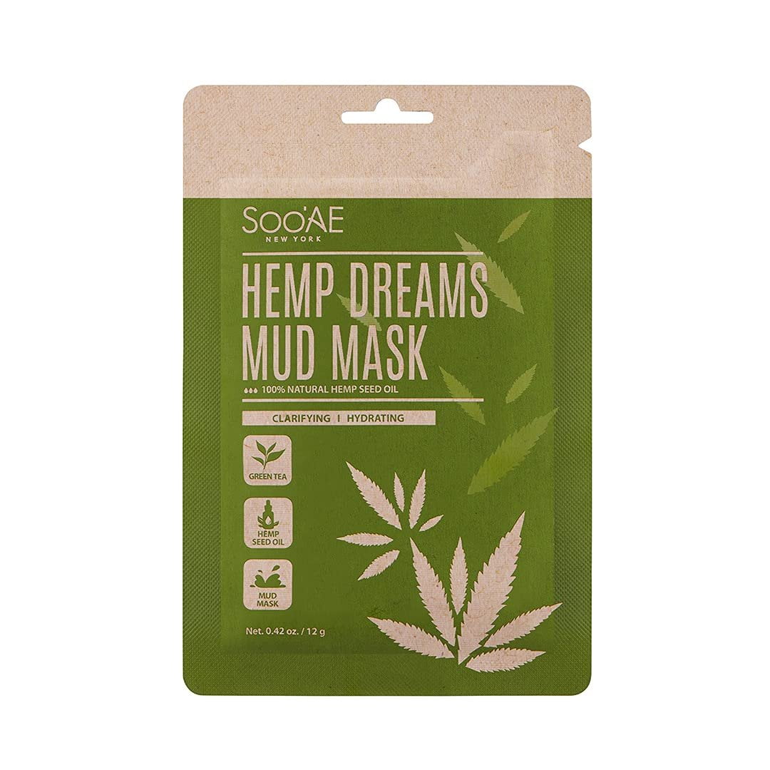Soo'AE Hemp Dreams Mud Mask, Clarifying & Hydrating, Wash Off Mask Formulated with Hemp Seed Oil & Kaolin Mud, 1 Count