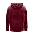 thumbnail image 4 of Sudadera con Capucha y Media Cremallera de Terciopelo para Mujer, Estilo Informal, Larga, con Bolsillos Rojo Vino S, 4 of 7