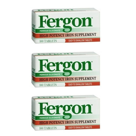Paquet de 3 Fergon supplément Suractivé fer Comprimés - 300 Count