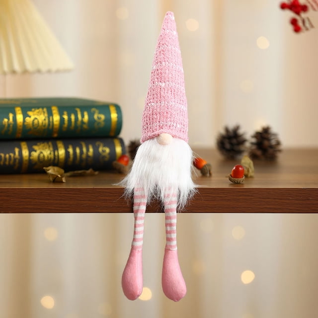 Fiudx Ofertas relámpago Muñeco de Papá Noel de patas largas, gnomo de Rudolph, muñeco sin rostro de Navidad, sombrero con barba, decoraciones de juguete