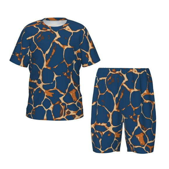 KLL Giraffe Skin Print Kids' Short-Sleeved Pajama Set,Soft Pajama Sleepwear Sets Pjs Outfits for Boys and Girls-Small