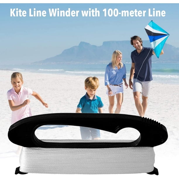 Carrete de cuerda con cuerda de cometa, polea de cuerda de cabrestante de cable, cuerda de cometa, polilínea de cometa voladora con tablero trenzado, herramienta para deportes al aire libre (5 piezas, negro) ZefeiWu 9024735235293