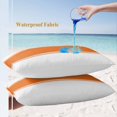 thumbnail image 4 of Lumbar Pillow Covers 20x12 Inch Set of 2, Orange Solid Color Texture Waterproof Outdoor Pillow Covers, Simple Orange Stripes Decorative Cushion Pillowcases for Couch, Sofa, Bed, Garden, Patio, 4 of 9
