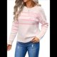 thumbnail image 3 of Suéter de Punto para Mujer, Larga, Cuello Redondo, Estilo Y2K, Informal Rosa XL, 3 of 9