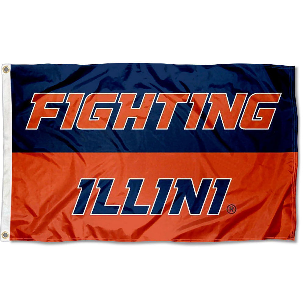 University of Illinois Fighting Chief Illini Black Flag Banner 3x5Feet