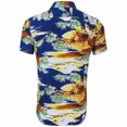 thumbnail image 3 of Blusa de camisa de manga corta con solapa de moda informal con patrón estampado para hombre Pompotops oipoqjl43398, 3 of 8