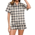 thumbnail image 6 of Dzrciro Pajamas for Women Set, Short Sleeve V Neck Button Down Tops with Pockets and Elastic High Waist Pants with Various Prints, Comfy Lightweight Everyday Sleepwear S-3XL, 6 of 7