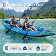 thumbnail image 4 of AIKKYS 2 Person Inflatable Kayak,12.5FT Fishing Kayak for Adults,Portable Touring Kayak with Padded Seats,3 Fins,Hand Pump,Carry Bag,450 LBS Capacity,Blue, 4 of 10
