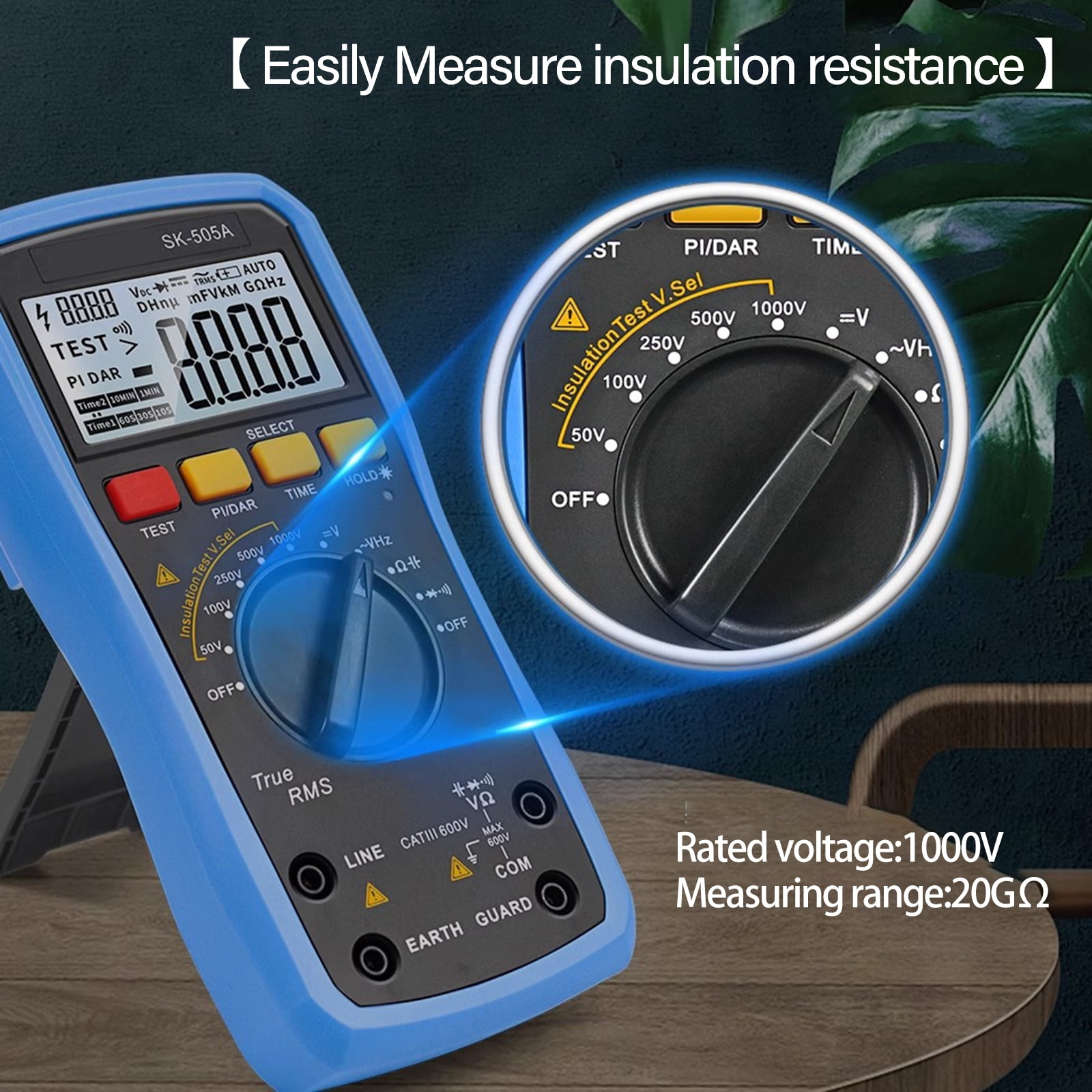 BIBABLYKE Insulation Resistance Tester 2000V Megohmmeter & Digital Multimeter ABS Resistor Meter for Voltages Measurement
