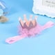 thumbnail image 3 of Baby Photo Props Mesh Pink Crown Hair Band Headwear Knotted Elastic Head Wrap Headband for Infant Toddlers (Pink Headband), 3 of 3
