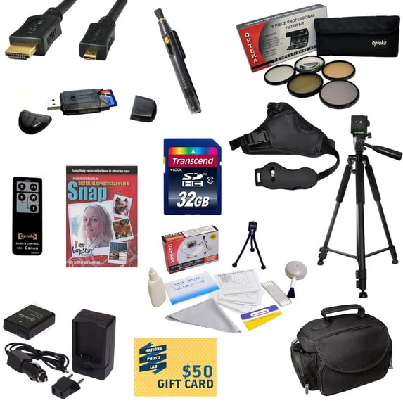 Must Have Kit for Nikon D40 D40X D60 D3000 D5000 with 32GB SDHC Card, Battery, Charger, 5 PC Filter Kit, HDMI Cable, Case, Remote, Tripod, Grip Strap, Cleaning Kit, DSLR DVD, $50 Gift Card, More